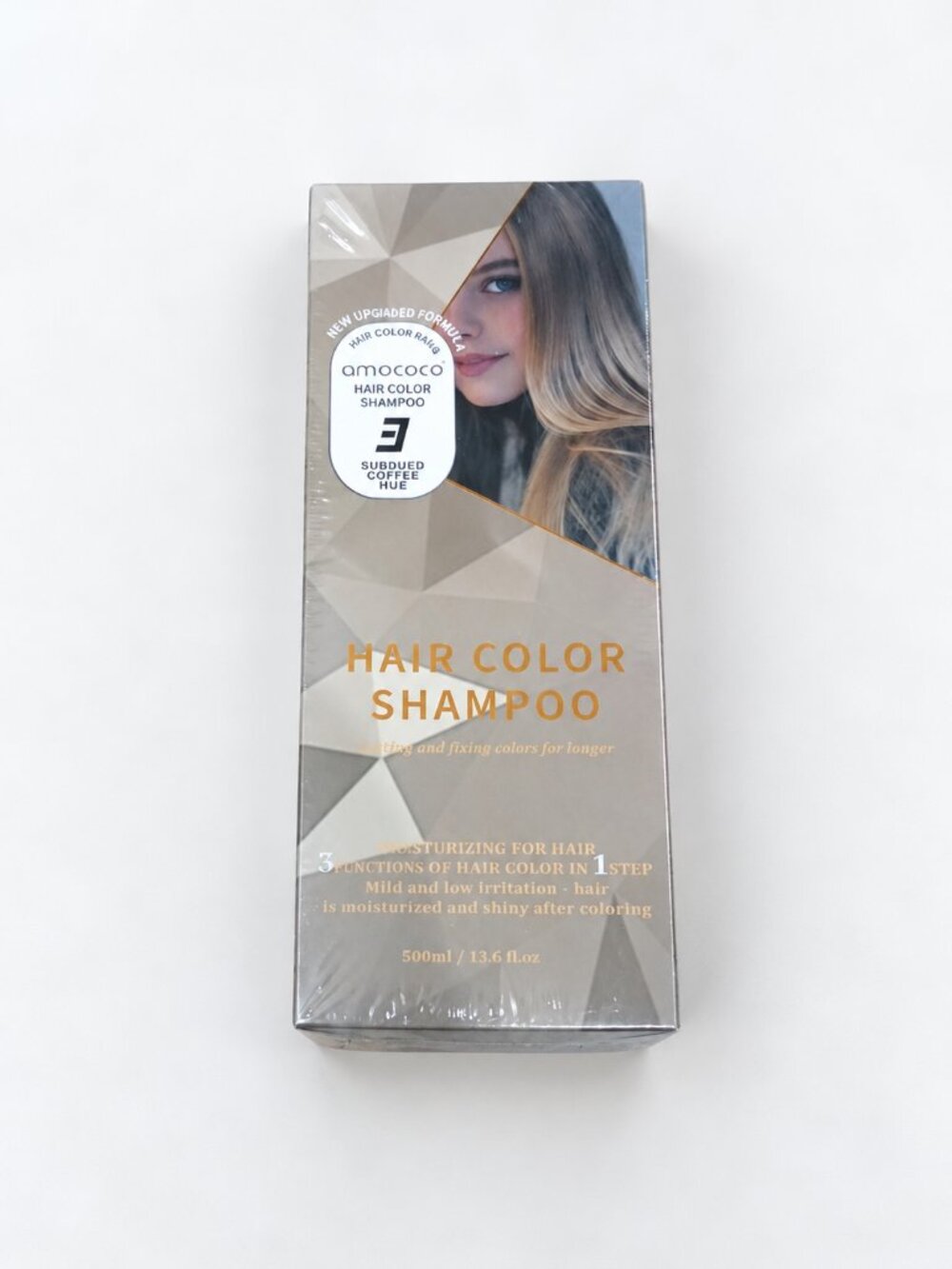 Amococo Hair Color Shampoo Subdued Coffee Hue 500ml 3 in 1 Gray Coverage Sealed